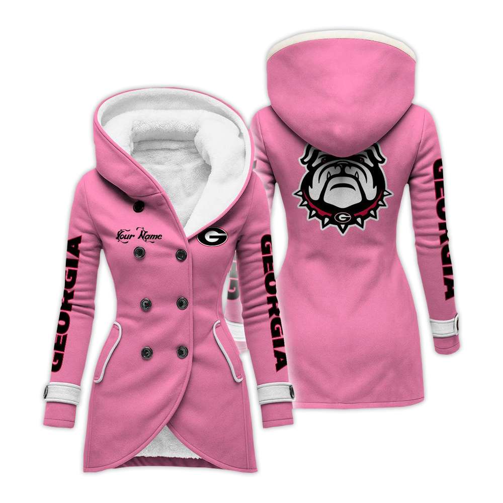 Personalized Bulldogs Long Hooded Fleece Jacket Personalized Bulldogs Long Hooded Fleece Jacket