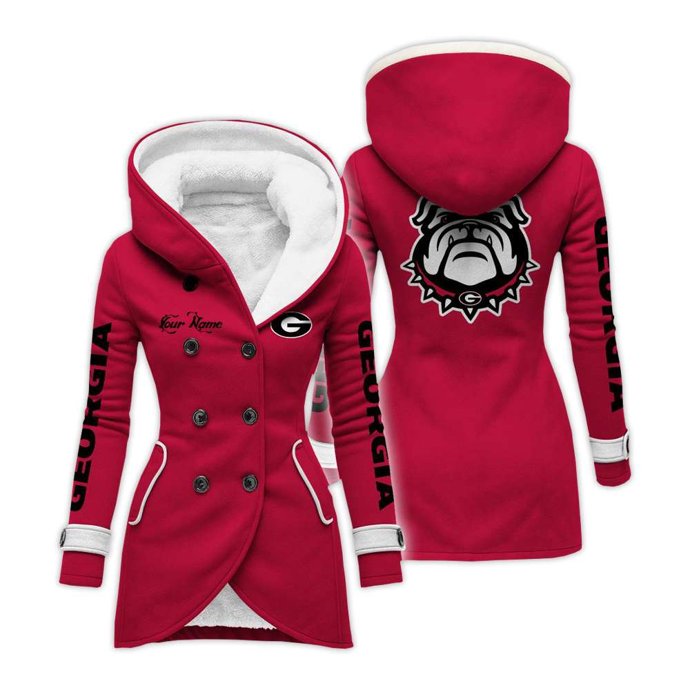 Personalized Bulldogs Long Hooded Fleece Jacket Personalized Bulldogs Long Hooded Fleece Jacket
