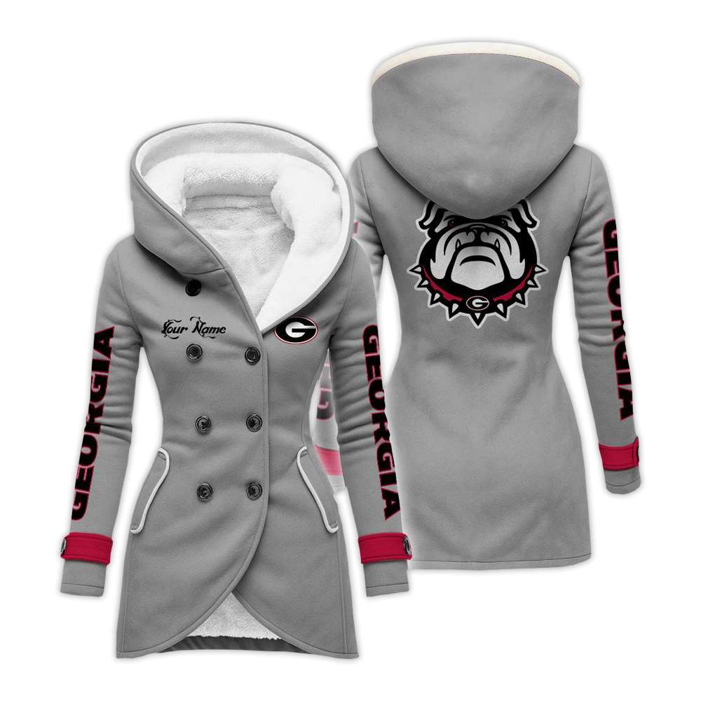 Personalized Bulldogs Long Hooded Fleece Jacket Personalized Bulldogs Long Hooded Fleece Jacket