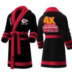 Personalized Chiefs Est 1960 4X SB Champions Fleece Bathrobe