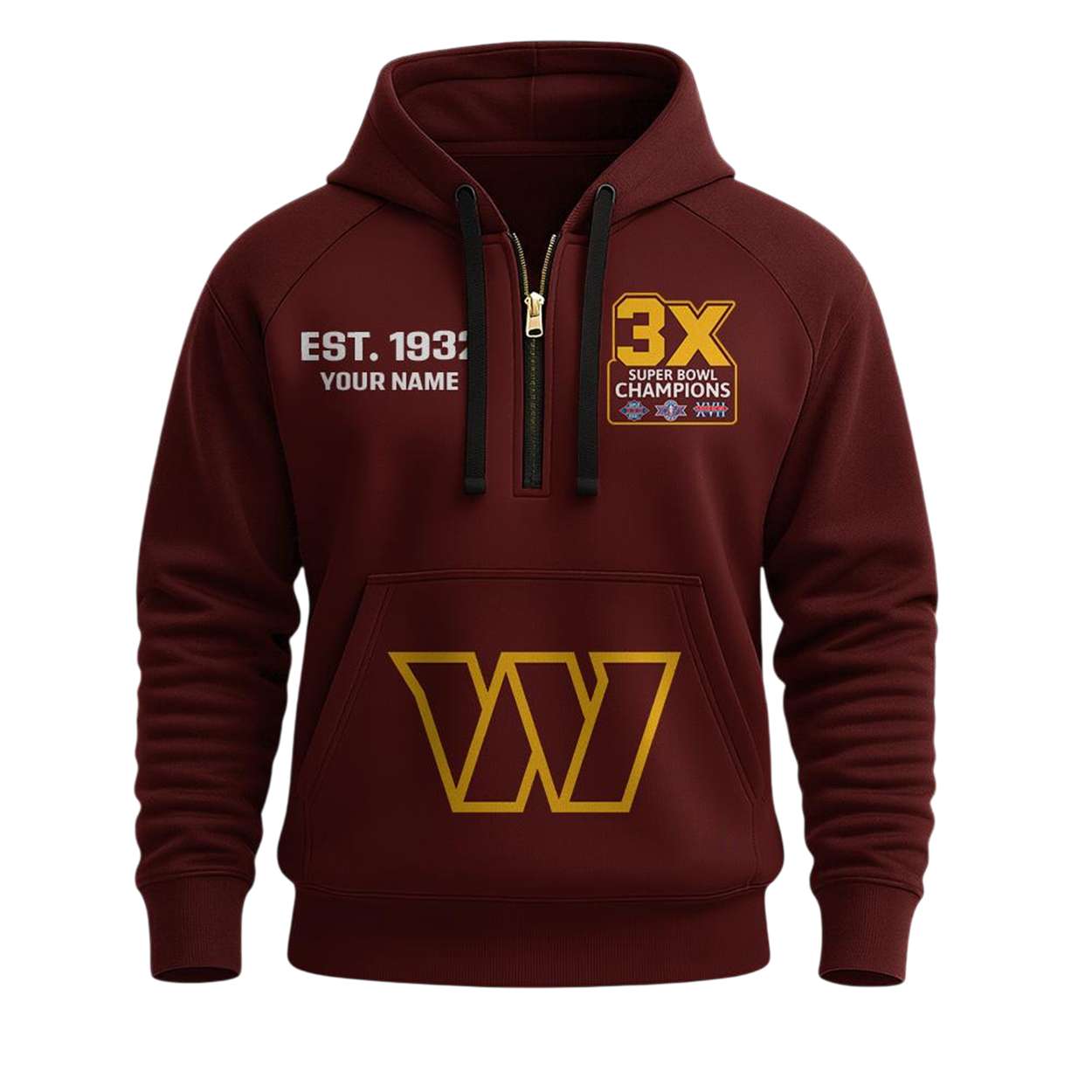 Personalized Commanders Est 1932 63X SB Champions Half Zip Hoodie Personalized Commanders Est 1932 63X SB Champions Half Zip Hoodie