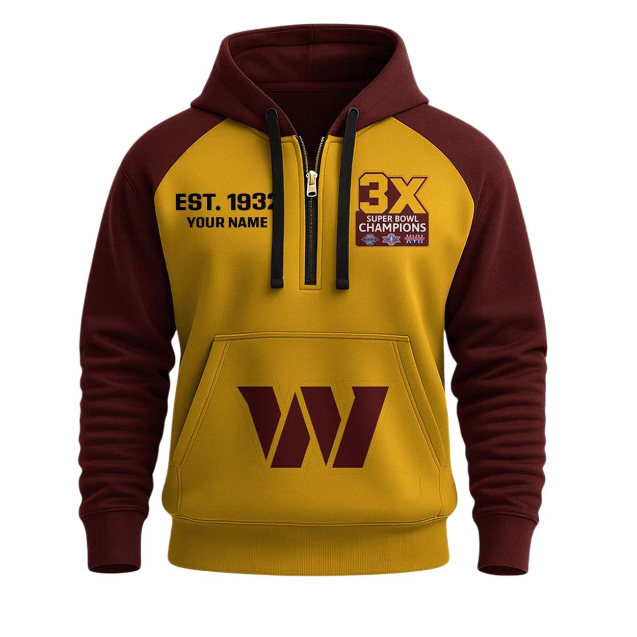 Personalized Commanders Est 1932 63X SB Champions Half Zip Hoodie Personalized Commanders Est 1932 63X SB Champions Half Zip Hoodie