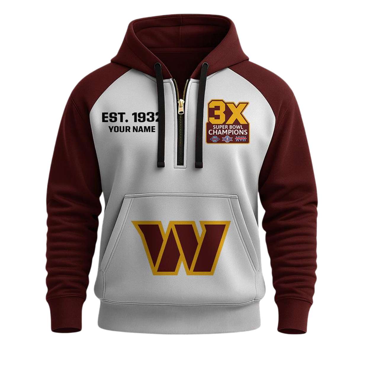 Personalized Commanders Est 1932 63X SB Champions Half Zip Hoodie Personalized Commanders Est 1932 63X SB Champions Half Zip Hoodie