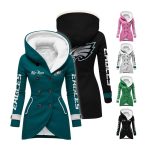 Personalized Eagles Long Hooded Fleece Jacket