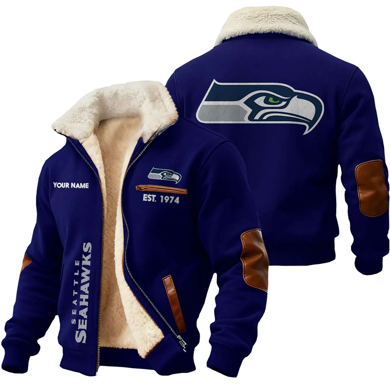 Personalized Seahawks Est 1974 Winter Fleece Jacket Personalized Seahawks Est 1974 Winter Fleece Jacket