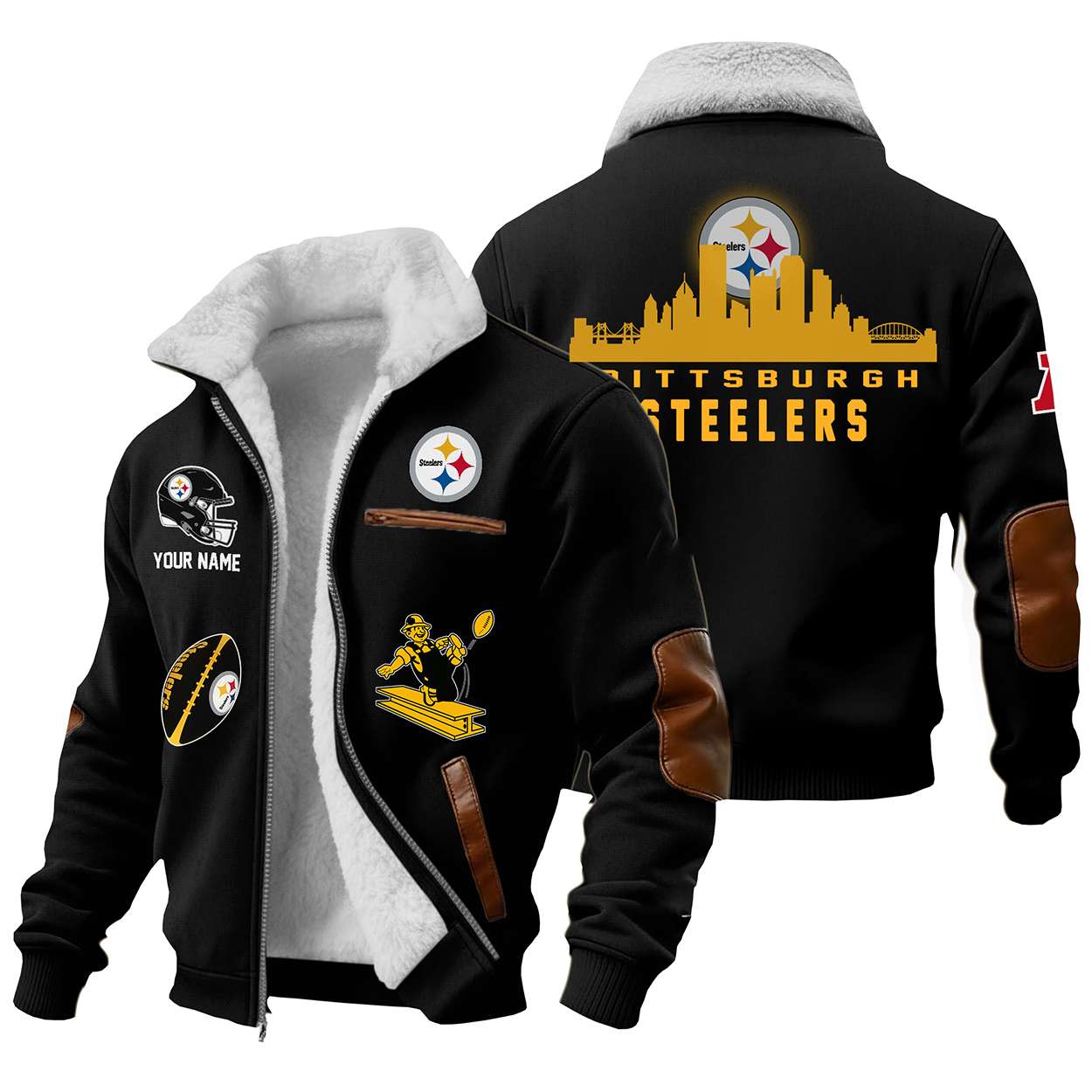Personalized Steelers Football Winter Fleece Jacket Personalized Steelers Football Winter Fleece Jacket