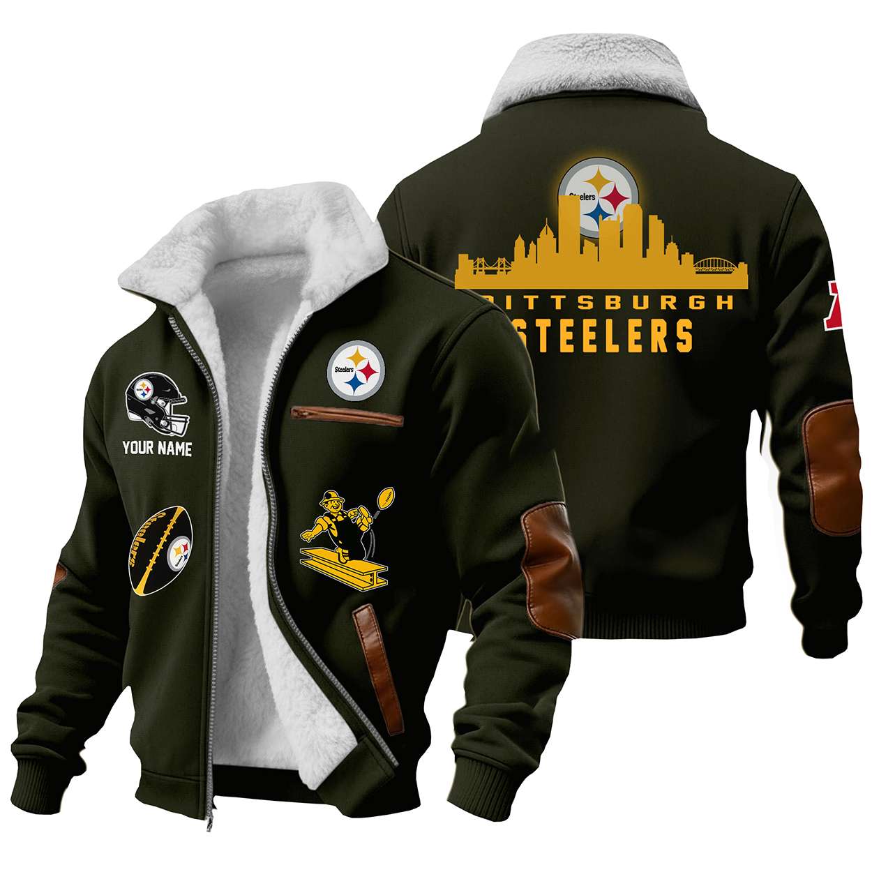Personalized Steelers Football Winter Fleece Jacket Personalized Steelers Football Winter Fleece Jacket