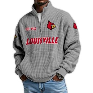 Louisville Football Est 1912 Waffle Stand Collar Half Zip Sweatshirt 2 Louisville Football Est 1912 Waffle Stand Collar Half Zip Sweatshirt2