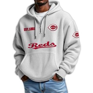 Reds Est 1881 Quarter Zip Waffle Hoodie4