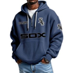 White Sox Est 1894 Quarter Zip Waffle Hoodie3
