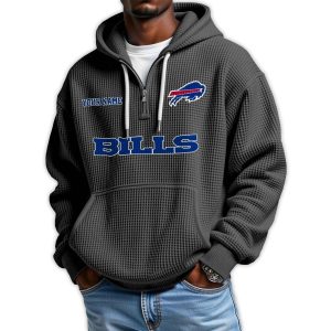 2025 Personalized Bills Quarter Zip Waffle Hoodie