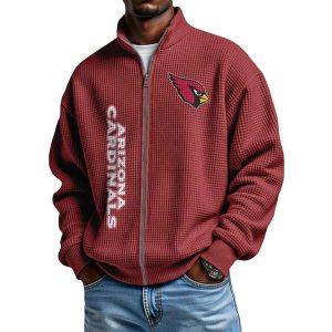 Cardinals Football Waffle Zip Up Sweatshirt2