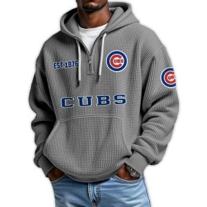 Cubs Est 1876 Quarter Zip Waffle Hoodie3
