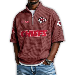 Chiefs Est 1959 Waffle Stand Collar Half Zip Polo Shirt
