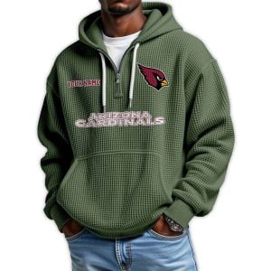2025 Personalized Cardinals Quarter Zip Waffle Hoodie4