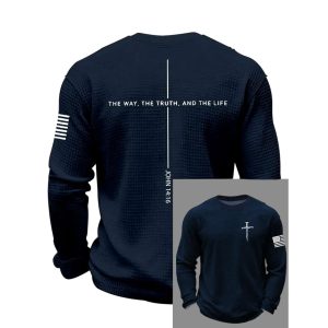 Mens Jesus The Way The Truth The Life Cross Waffle Long Sleeve T Shirt2