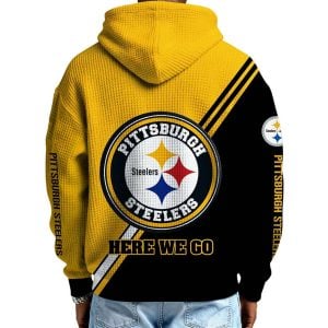 Steelers Here We Go Split Quarter Zip Waffle Hoodie2