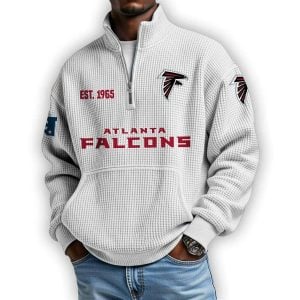 Falcons Est 1965 Waffle Stand Collar Half Zip Sweatshirt4