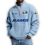 Rams Est 1937 Waffle Stand Collar Half Zip Sweatshirt