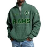 Rams Football Est 1893 Waffle Stand Collar Half Zip Sweatshirt