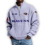 Ravens Est 1996 Waffle Stand Collar Half Zip Sweatshirt