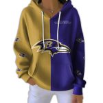 Ravens Football Split Pit Striped Hoodie