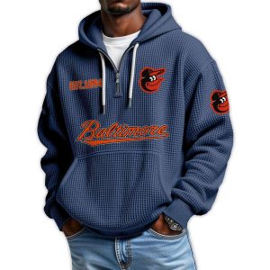 Orioles Est 1894 Quarter Zip Waffle Hoodie3