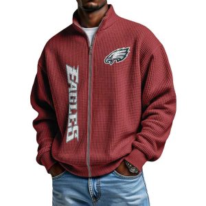Eagles Football Waffle Zip Up Sweatshirt2