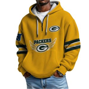 Packers SBowl Champions Quarter Zip Waffle Hoodie1