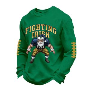 Fighting Irish Gnome Player Football Waffle Long Sleeve T Shirt1