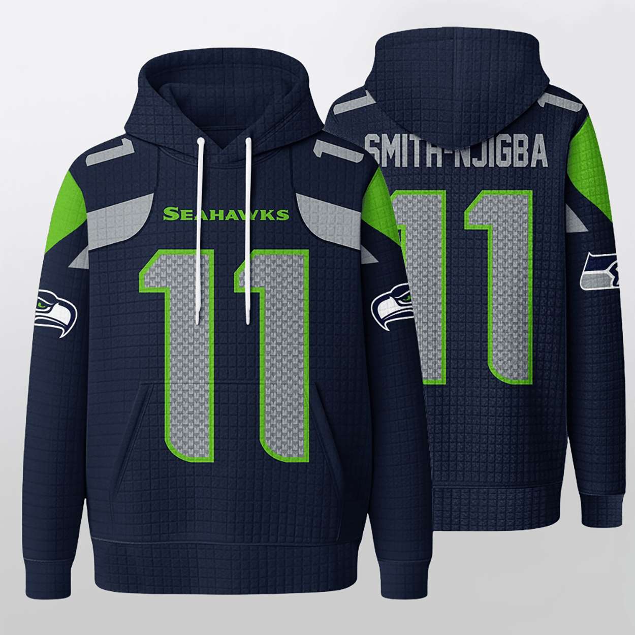 Seahawks Jaxon Smith-Njigba Waffle Hoodie Seahawks Jaxon Smith-Njigba Waffle Hoodie
