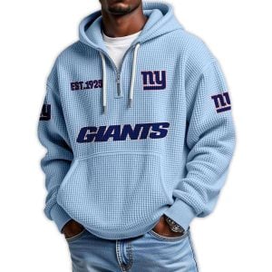 Giants Est 1925 Quarter Zip Waffle Hoodie2
