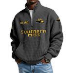 Southern Miss Football Est 1912 Waffle Stand Collar Half Zip Sweatshirt
