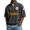 Steelers Est 1933 Waffle Stand Collar Half Zip Polo Shirt