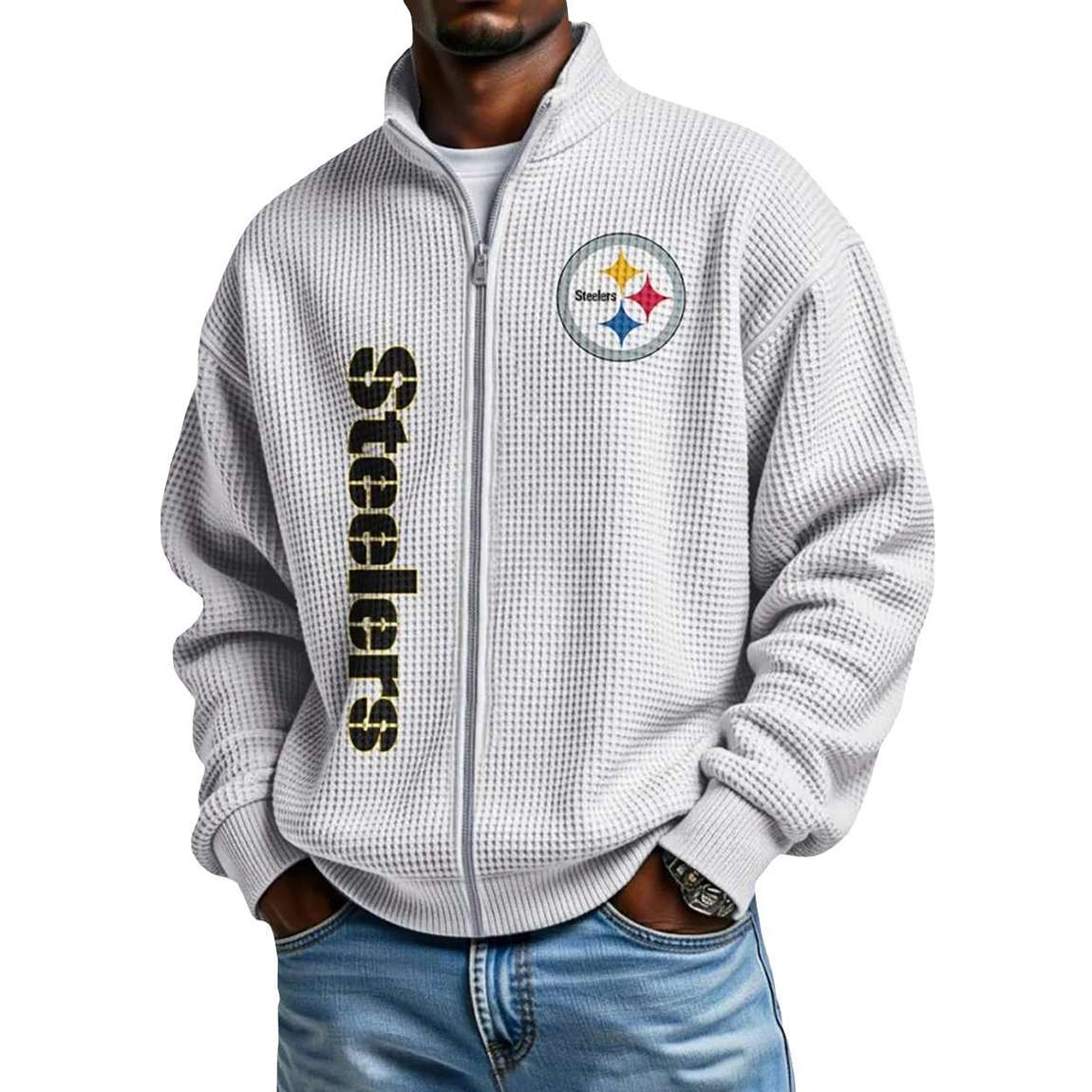 Steelers Football Waffle Zip-Up Sweatshirt Steelers Football Waffle Zip-Up Sweatshirt