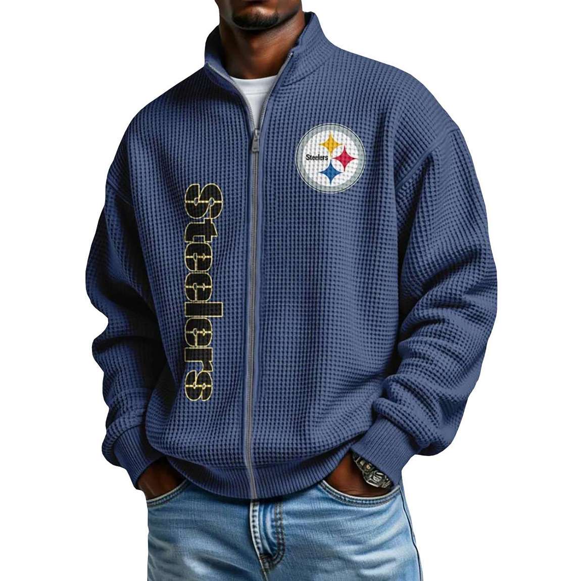 Steelers Football Waffle Zip-Up Sweatshirt Steelers Football Waffle Zip-Up Sweatshirt
