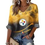 Steelers Smoke Effect Graphic Waffle Long Sleeve T-Shirt