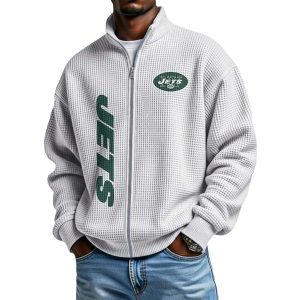 Jets Football Waffle Zip Up Sweatshirt1