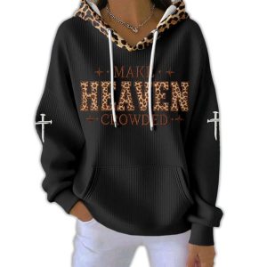 Make Heaven Crowded Cross Print Casual Pit Striped Hoodie2