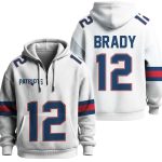 Tom Brady 12 New England Football Quarter Zip Waffle Hoodie