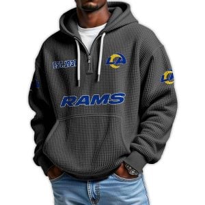 Chargers Est 1937 Quarter Zip Waffle Hoodie1
