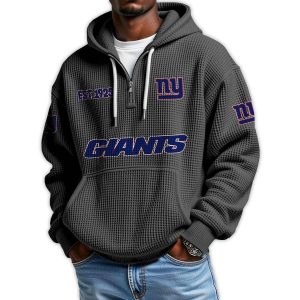 Giants Est 1925 Quarter Zip Waffle Hoodie1