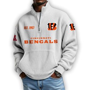 Bengals Est 1967 Waffle Stand Collar Half Zip Sweatshirt 4 Bengals Est 1967 Waffle Stand Collar Half Zip Sweatshirt4