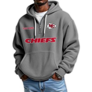 2025 Personalized Chiefs Quarter Zip Waffle Hoodie3