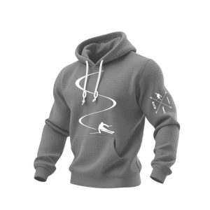 Mens Casual Ski Design Print Checkered Sweatshirt3