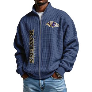 Ravens Football Waffle Zip Up Sweatshirt3