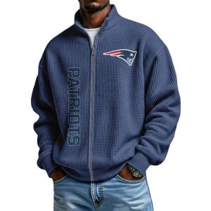Patriots Football Waffle Zip Up Sweatshirt3