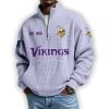 Vikings Est 1960 Waffle Stand Collar Half Zip Sweatshirt