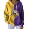 Vikings Football Split Pit Striped Hoodie