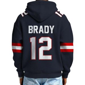 Tom Brady 12 Patriots Quarter Zip Waffle Hoodie2